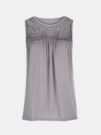 Lace Detail Round Neck Tank Trandify deal