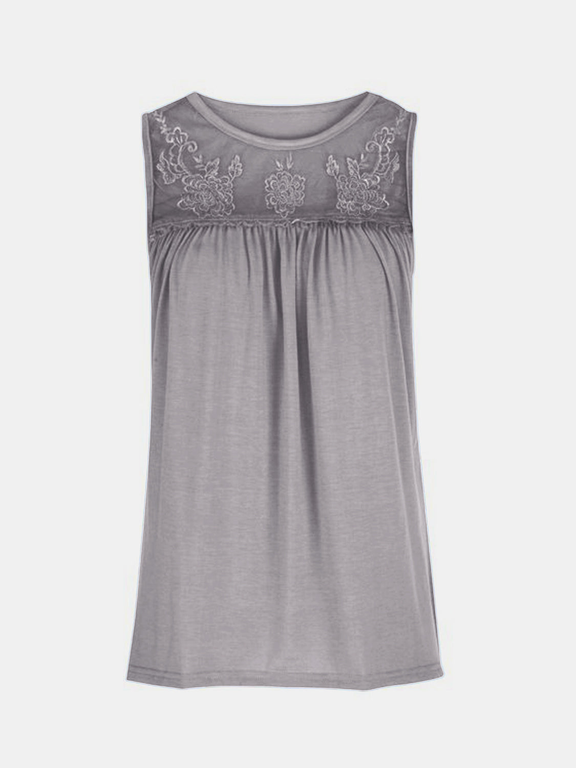 Lace Detail Round Neck Tank Trandify deal