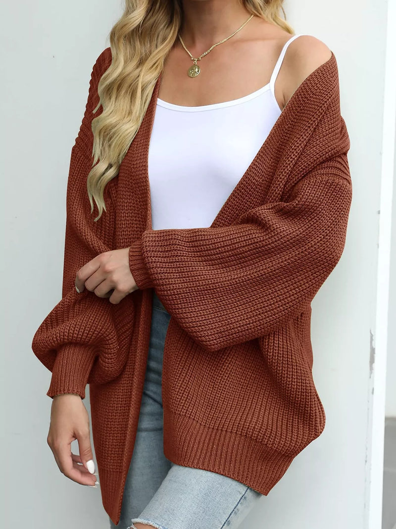 Oversized Chunky Knit Cardigan - Cable Knit Open Front Sweater