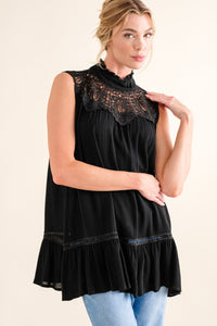 And The Why Lace Detail Sleeveless Ruffled Top Trandify deal