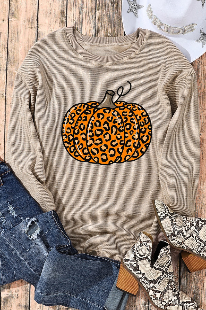 Pumpkin Round Neck Long Sleeve Sweatshirt Trandify Deal