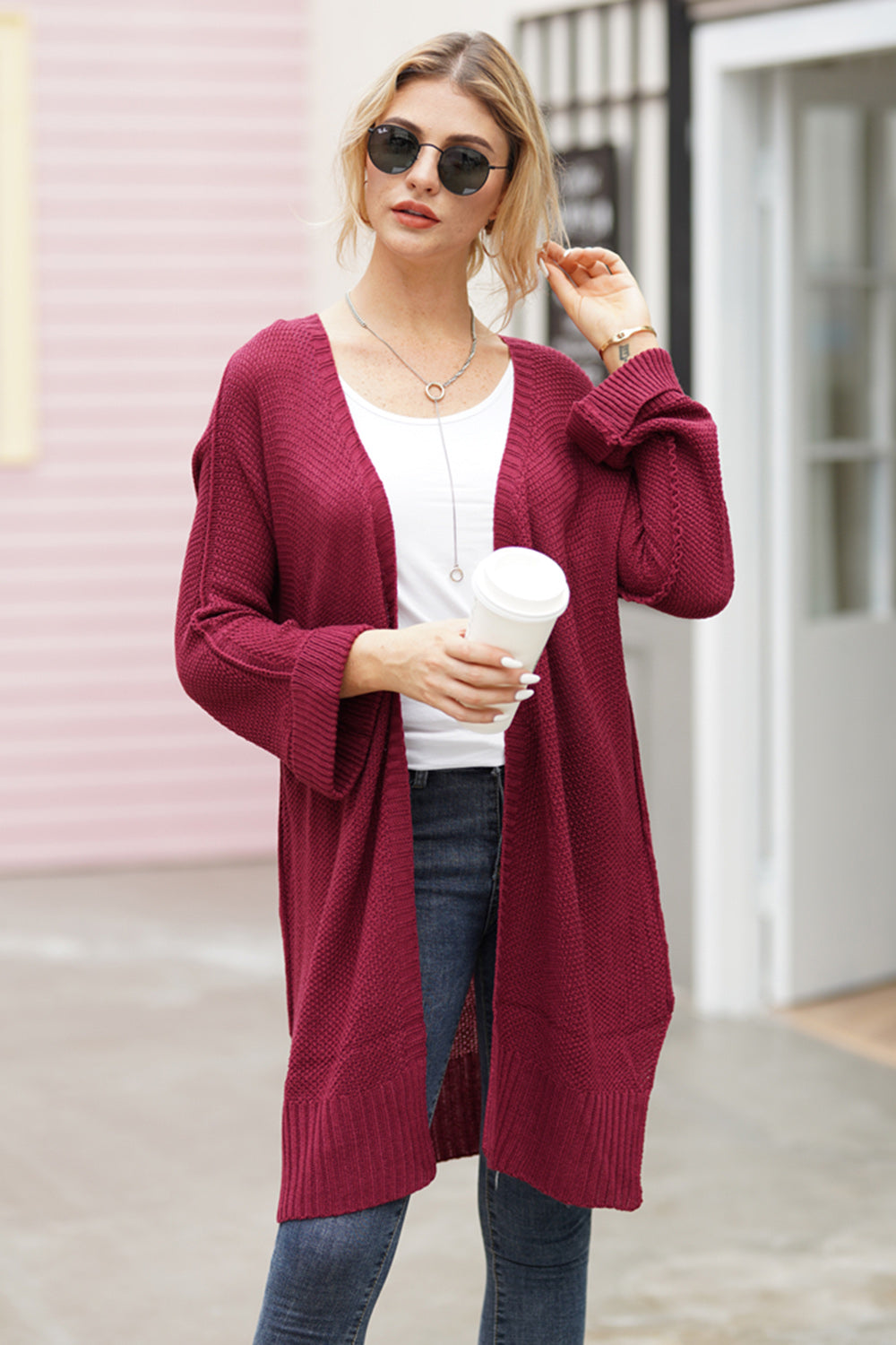 Open Front Long Sleeve Cardigan Trandify Deal