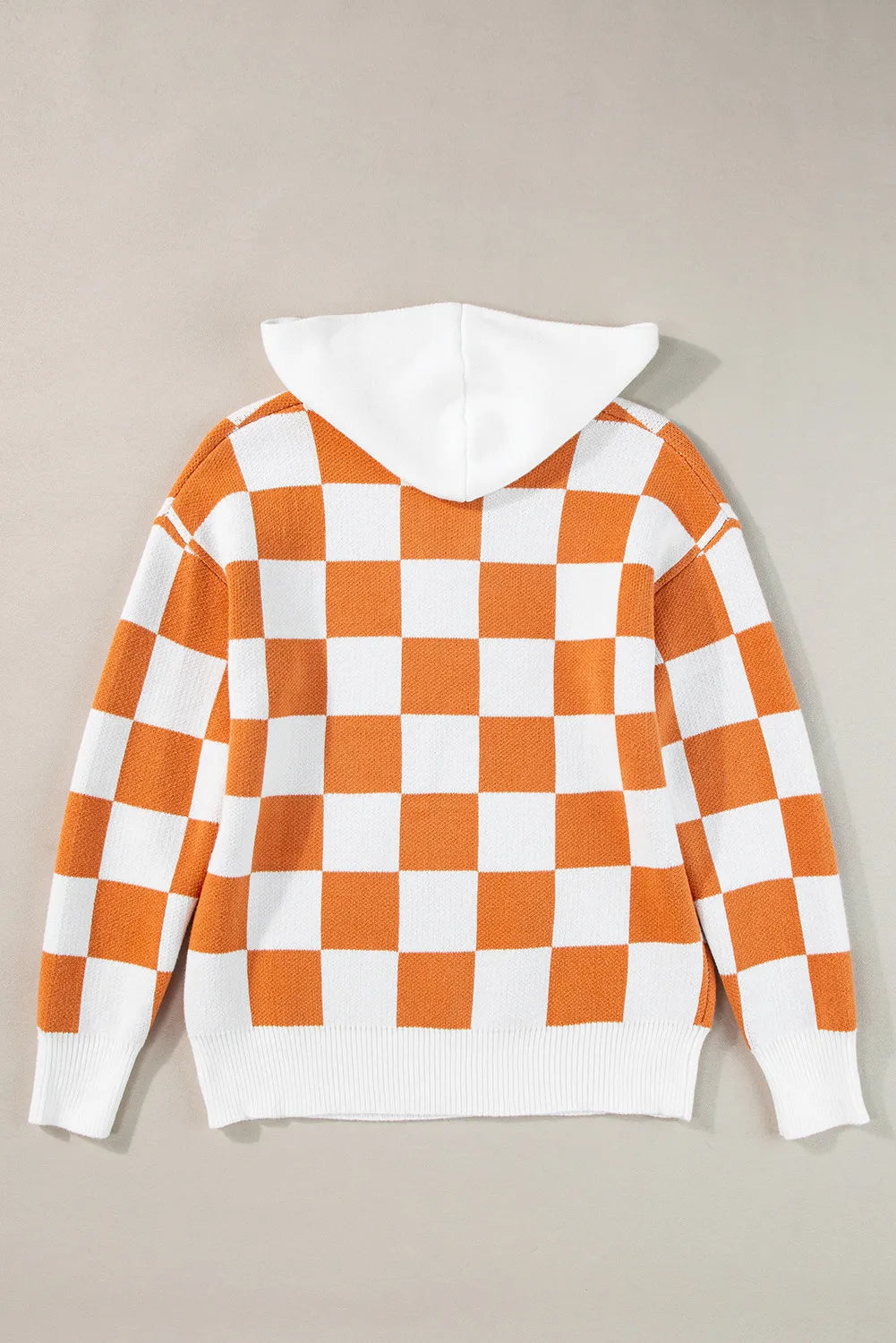 Checkered Long Sleeve Hooded Sweater Trandify Deal