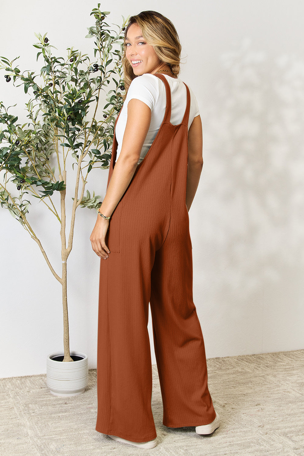 Double Take Full Size Wide Strap Overall with Pockets Trandify deal