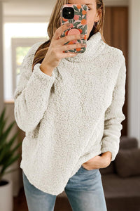 Fuzzy Turtleneck Long Sleeve Sweatshirt Trandify Deal
