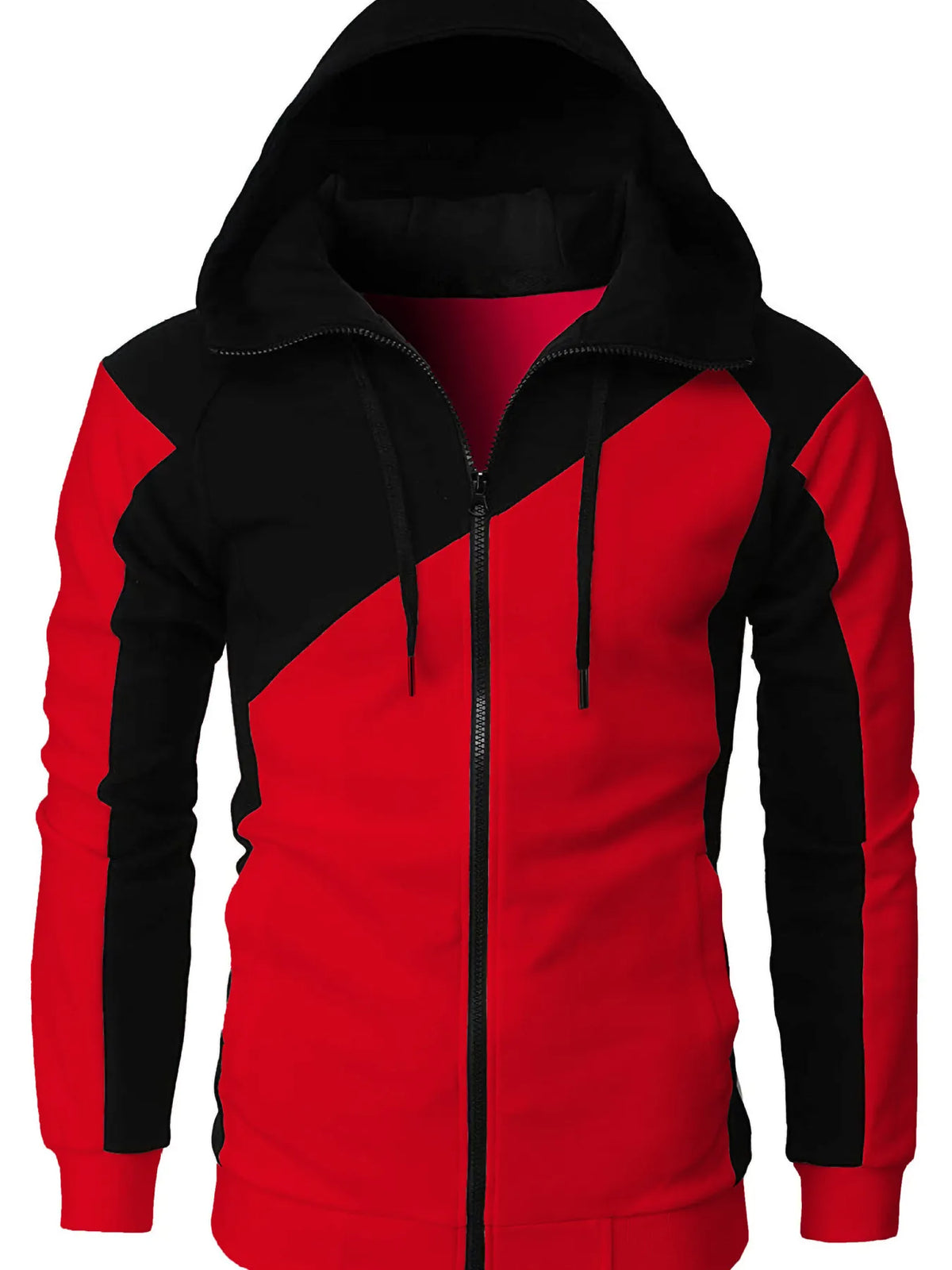 Men’s Color Block Zip Hoodie | Trendy Athletic Pullover for Casual Wear