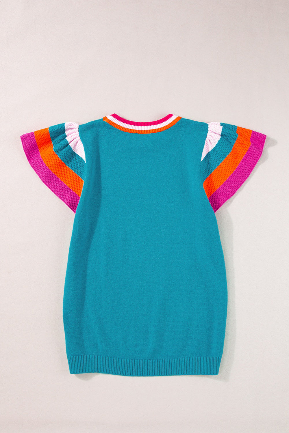Color Block Round Neck Knit Top Trandify deal
