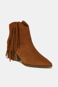 Beast Fashion Suede Fringe Point Toe Ankle Boots Trandify Deal