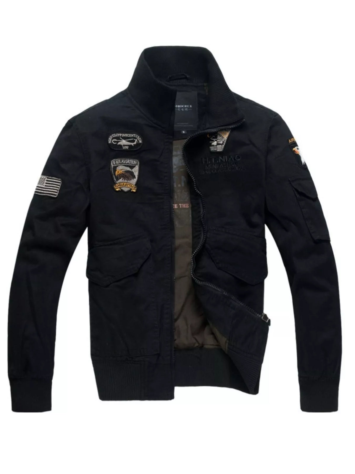 Men's Cotton Zip-Up Jacket - Plus Size Long Sleeve Casual