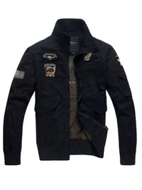 Men's Cotton Zip-Up Jacket - Plus Size Long Sleeve Casual