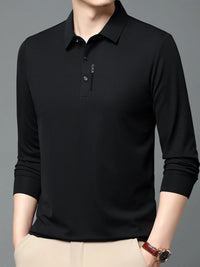 Men’s Plus Size Long Sleeve Polo Shirt – Classic Collar for Big & Tall Men – Business Casual Workwear