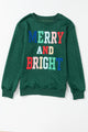 Full Size MERRY AND BRIGHT Cable Knit Pullover Sweatshirt Trandify Deal