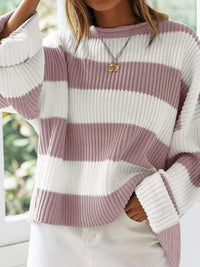 Round Neck Long Sleeve Sweater Trandify Deal