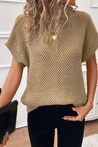 Solid Color Turtleneck Short Sleeve Sweater Trandify Deal