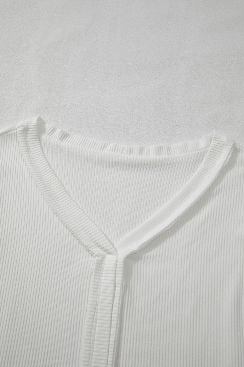 Lace Detail Drop Sleeve Ribbed Top Trandify Deal