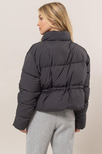 HYFVE Quilted Back Drawstring Puffer Jacket Trandify Deal