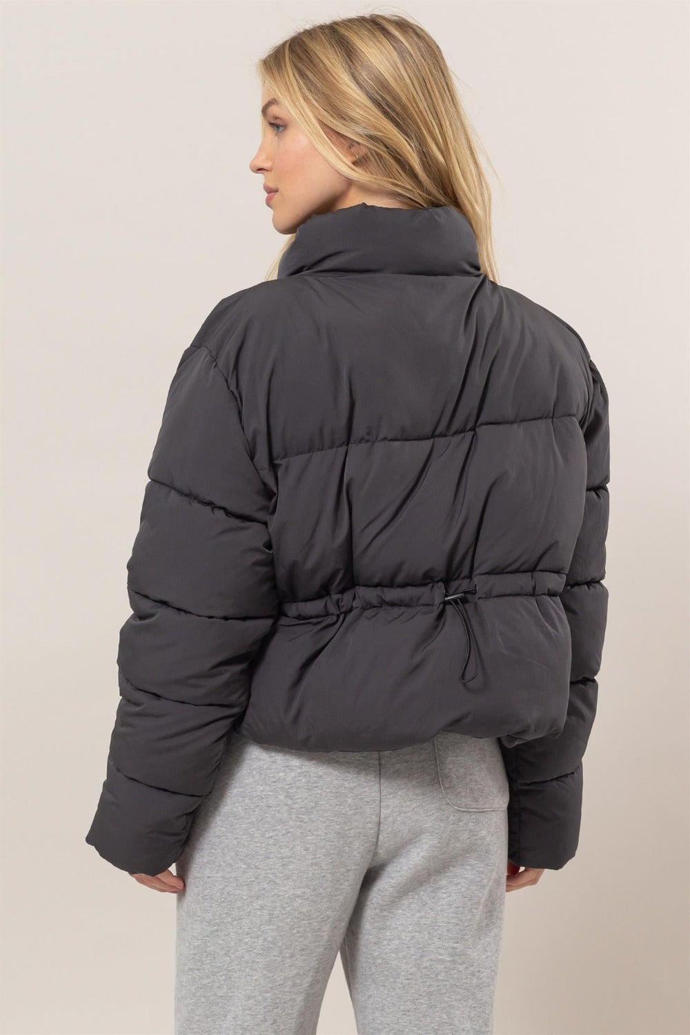 HYFVE Quilted Back Drawstring Puffer Jacket Trandify Deal