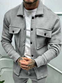 Men’s Plus Size Denim Button-Up Long Sleeve Jacket for Big & Tall – Slim Fit Casual Layering Shacket