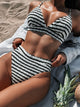 Striped V-Neck Two-Piece Swim Set Trandify deal