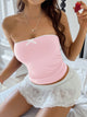 Women’s Bow Detail Tube Top – Sleeveless Stretch Crop Top for Summer Outfits