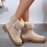 Suede Faux Fur Boots with Side Zipper Trandify Deal
