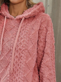 Drawstring Long Sleeve Plush Hoodie Trandify Deal