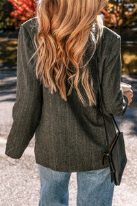 Pocketed Buttoned Long Sleeve Blazer Trandify Deal