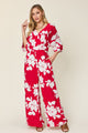 Double Take Full Size Printed Tie Back Wide Leg Jumpsuit Trandify deal