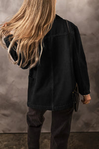 Pocketed Long Sleeve Denim Jacket Trandify Deal