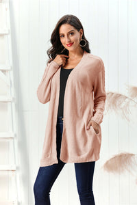 Cable-Knit Open Front Long Sleeve Cardigan Trandify Deal