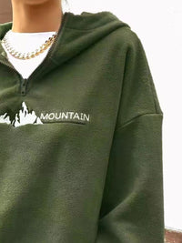 Mountain Quarter Zip Long Sleeve Hoodie Trandify Deal