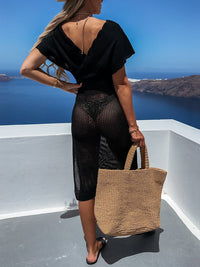 Slit Surplice Cap Sleeve Cover Up Trandify deal