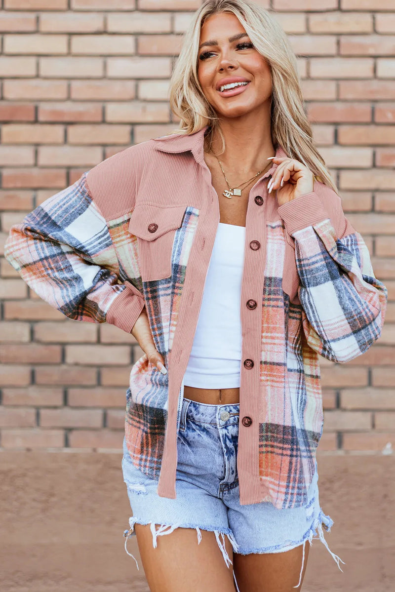 Plaid Button Up Long Sleeve Shacket Trandify Deal