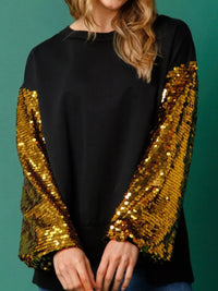 Women's Oversized Sequin Sweatshirt in Black