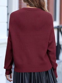 Women's Textured Knit Sweater - Waffle Crewneck