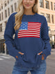 US Flag Distressed Round Neck Long Sleeve Sweater Trendsi