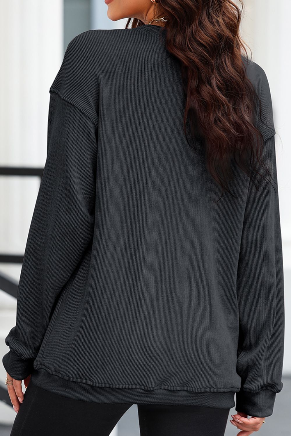 Leopard Heart Drop Shoulder Long Sleeve Sweatshirt Trandify Deal