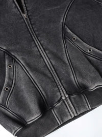 Men’s Distressed Zip-Up Hoodie – Soft Washed Cotton Streetwear Pullover