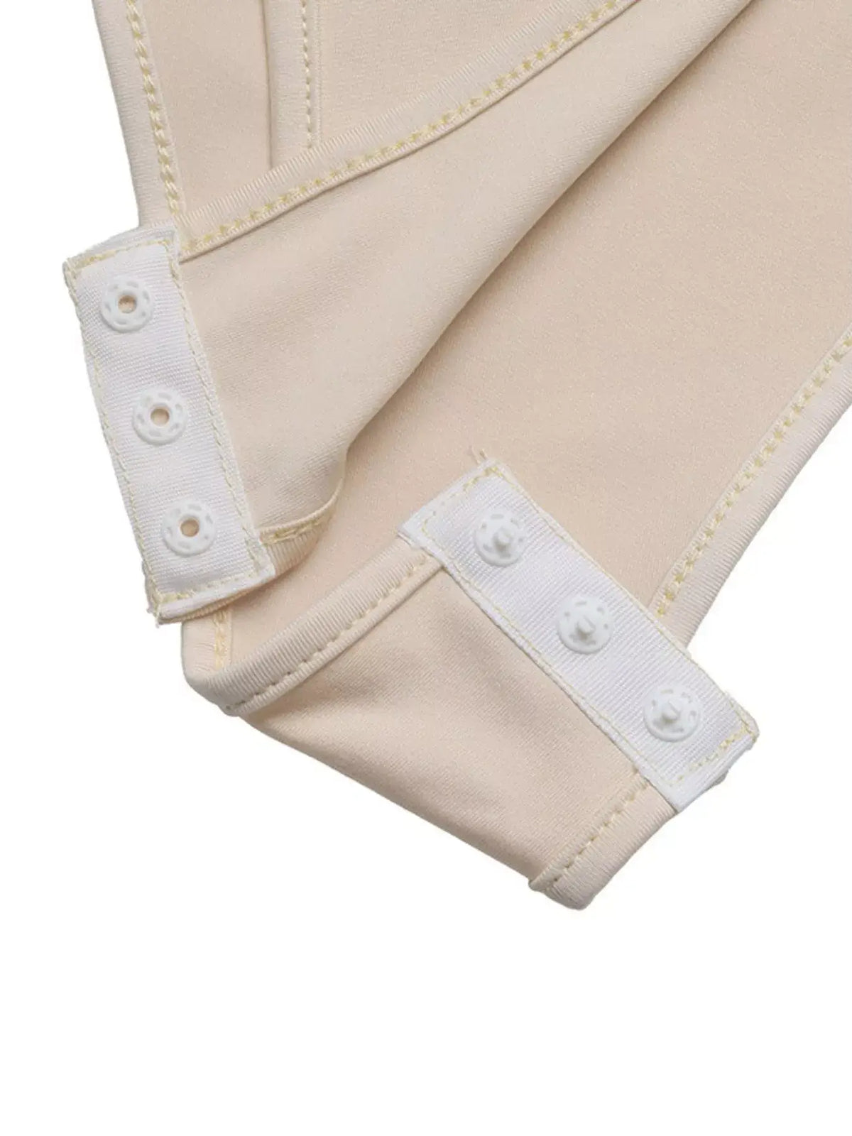 Women's sweetheart neck balloon sleeve bodysuit outfit, Apricot, styled with jeans.