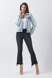 RISEN Button Up Washed Denim Jacket Trandify deal