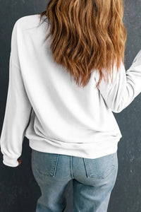 Letter Graphic Round Neck Long Sleeve Sweatshirt Trandify Deal