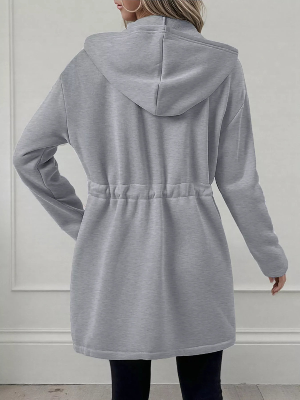 Women's lightweight zip up hoodie jacket in Gray with front pockets.