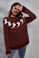 Ghost Pattern Round Neck Long Sleeve Sweater Trandify Deal