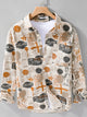 mens plus size printed button-up long sleeve cotton shirt