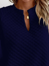 Women's Textured Notch Hem Sweatshirt, a cozy long-sleeve top shown in Navy laid flat.