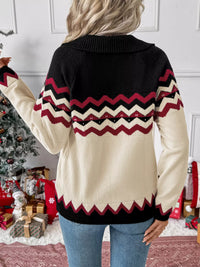 Women's Chevron Knit Sweater | Cozy Long Sleeve Top