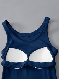 Round Neck Tank with Bra - Trandify Deal