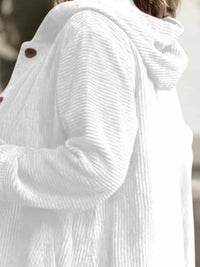 Plus Size Corduroy Shacket - Hooded Ribbed Jacket