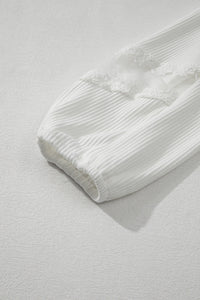 Lace Detail Drop Sleeve Ribbed Top Trandify Deal