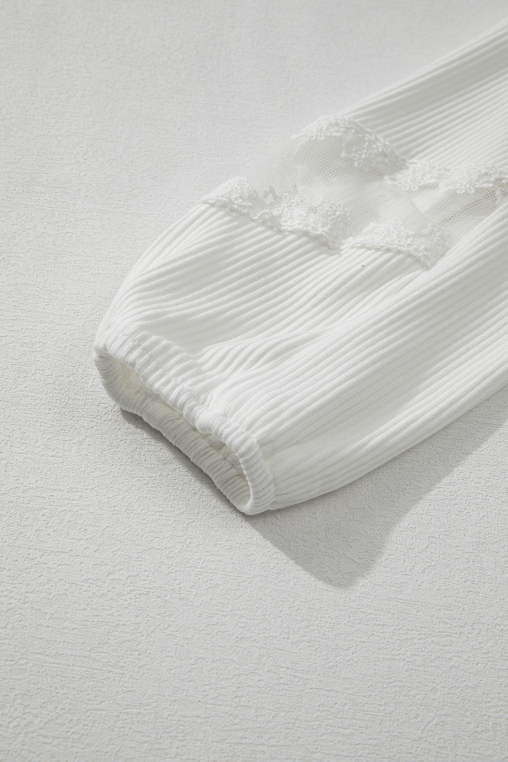 Lace Detail Drop Sleeve Ribbed Top Trandify Deal